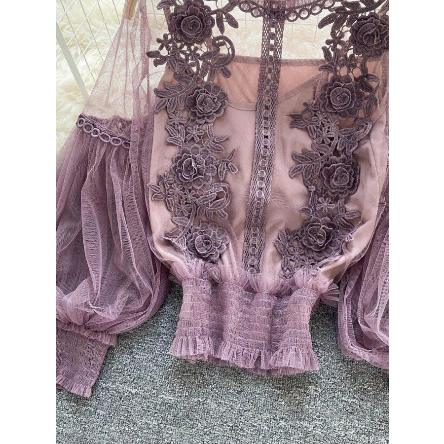 Floral Lace Blouse & Cami Set Apparel and Accessories