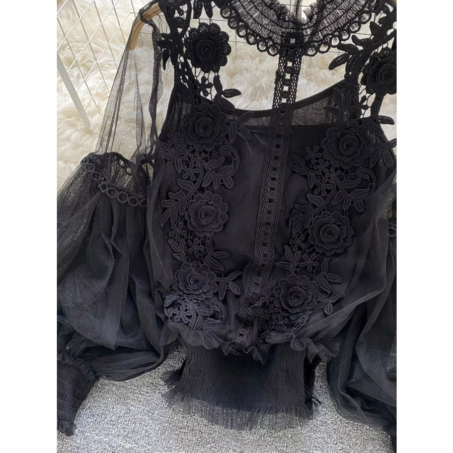 Floral Lace Blouse & Cami Set Apparel and Accessories