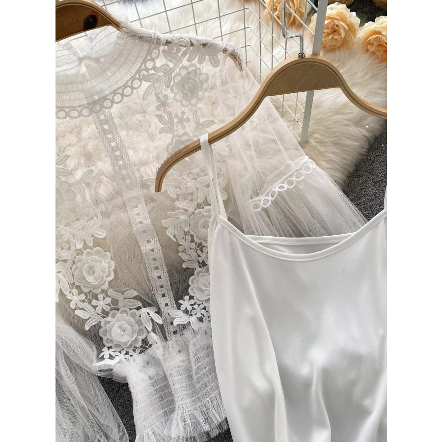 Floral Lace Blouse & Cami Set Apparel and Accessories