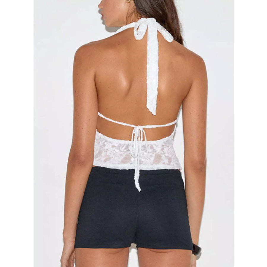 Floral Lace Halter Neck Cami Apparel and Accessories