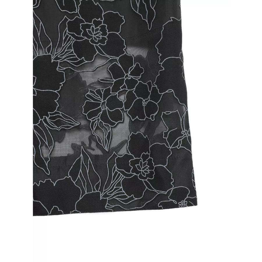 Floral Lace Hem Wide Leg Pants Apparel and Accessories