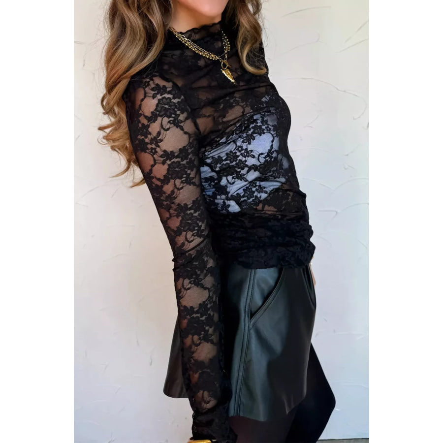 Floral Lace Long Sleeve Top Apparel and Accessories