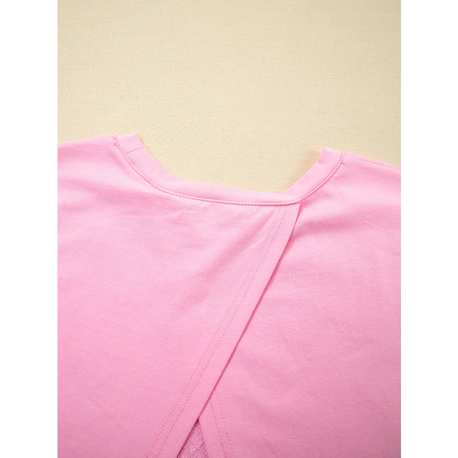 Floral Lace Patchwork Half Sleeve Oversize Tee Apparel and Accessories