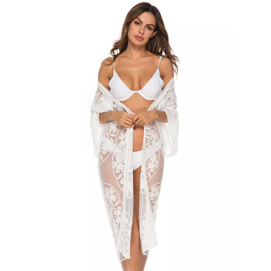 Floral Lace Sheer Kimono Cover-Up Apparel and Accessories