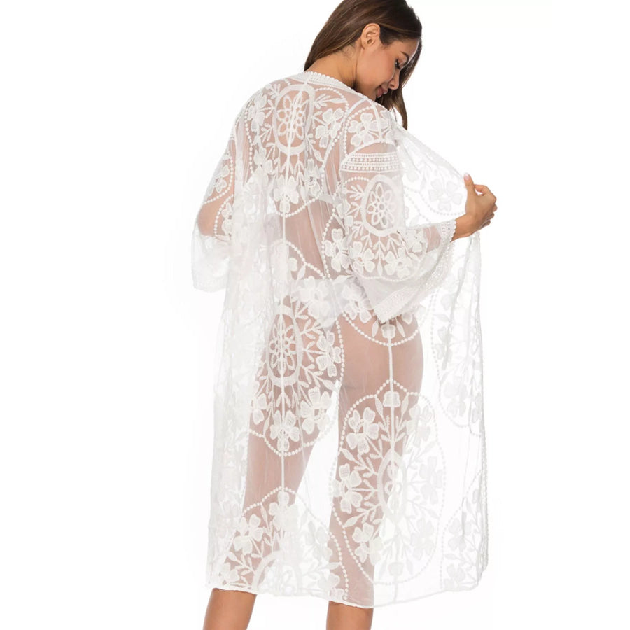 Floral Lace Sheer Kimono Cover-Up Apparel and Accessories