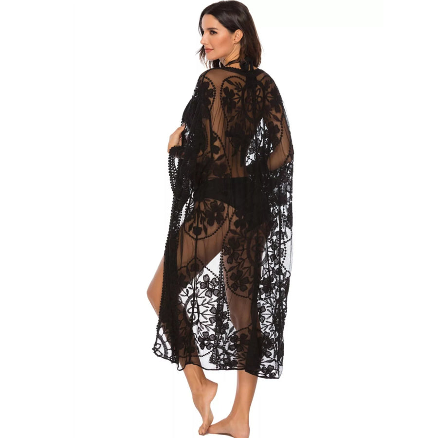 Floral Lace Sheer Kimono Cover-Up Apparel and Accessories