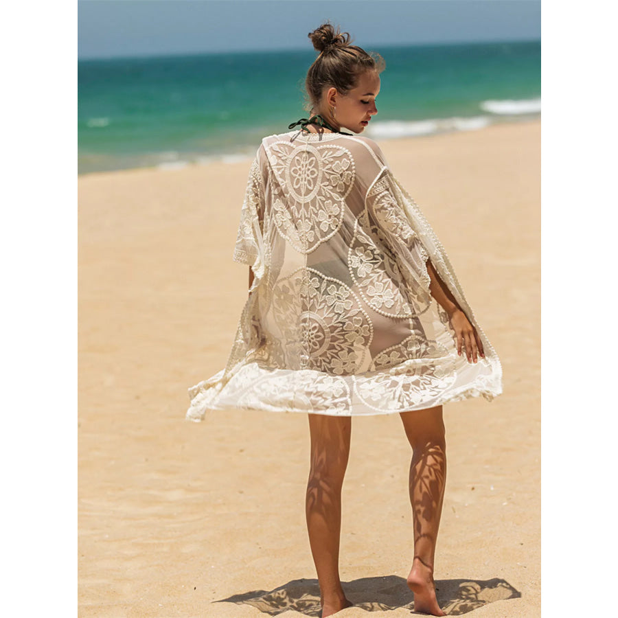 Floral Lace Sheer Kimono Cover-Up Apparel and Accessories