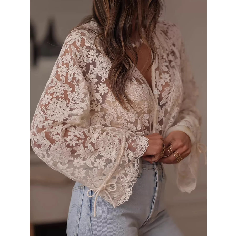Floral Lace Sheer Shirt Apparel and Accessories