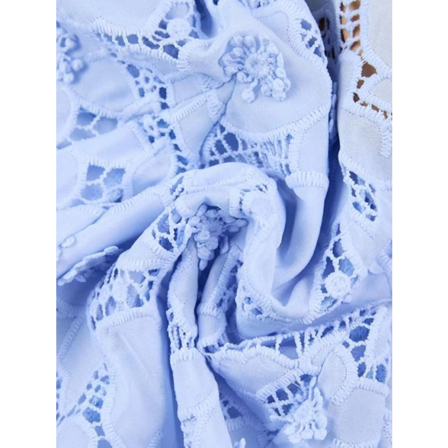 Floral Lace Short Sleeve Midi Dress Apparel and Accessories