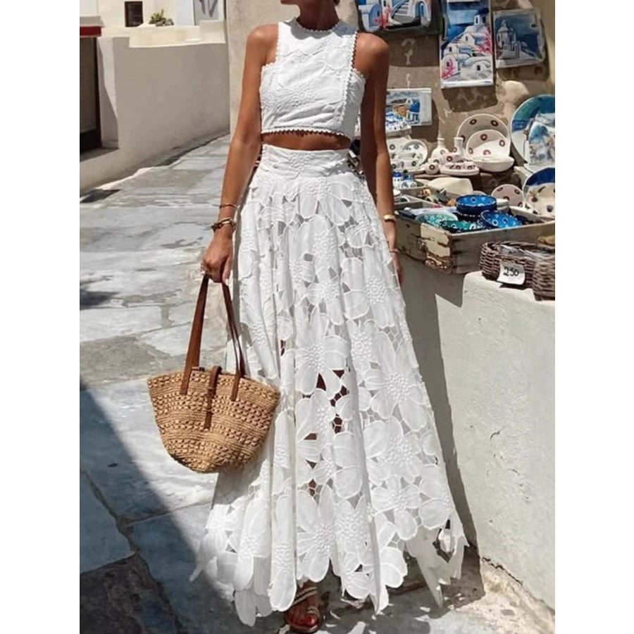 Floral Lace Tank and Skirt Set Apparel and Accessories