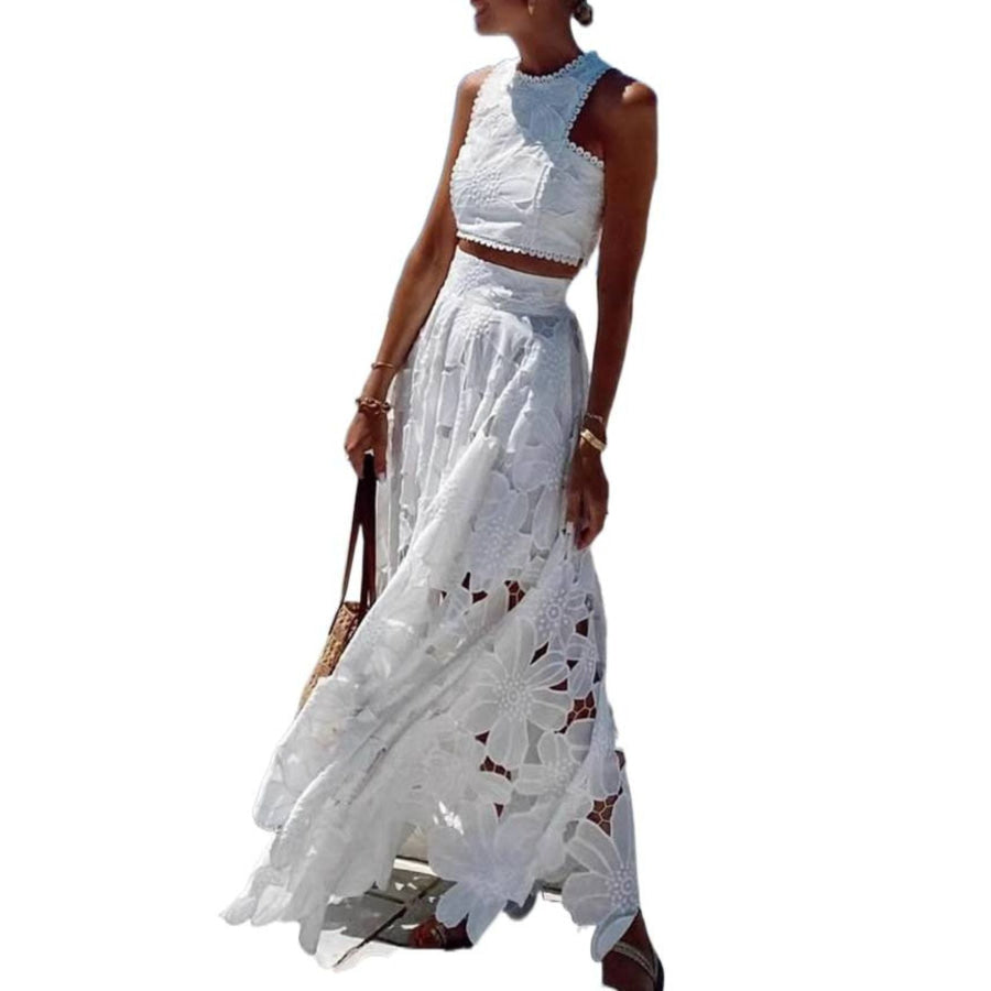 Floral Lace Tank and Skirt Set Apparel and Accessories