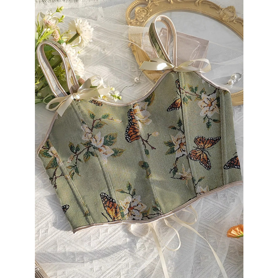 Floral Lace Up Back Tank Apparel and Accessories