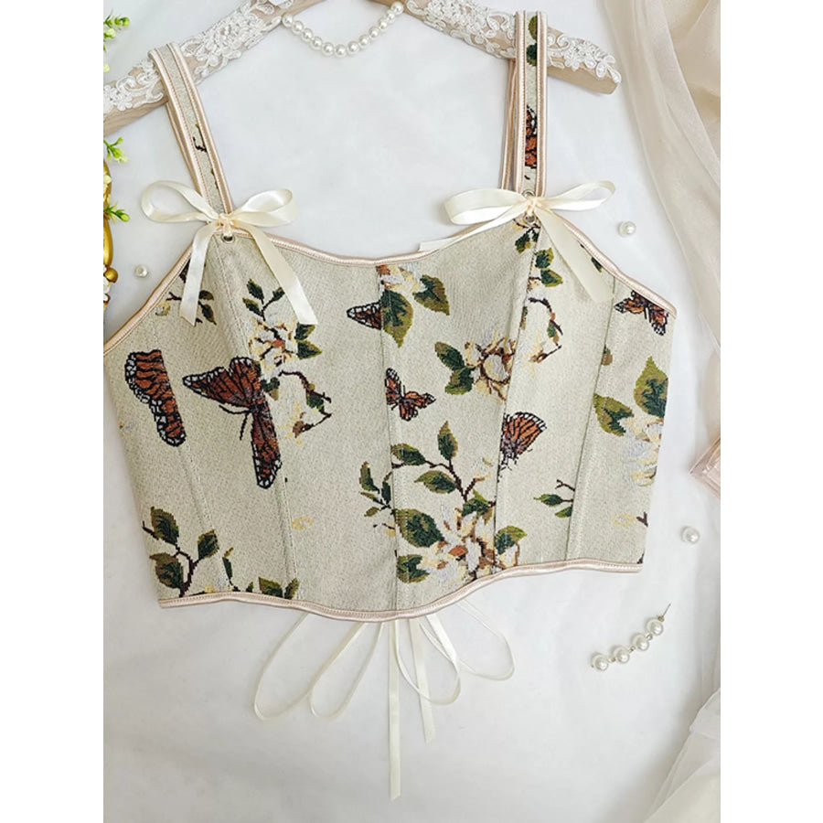 Floral Lace Up Back Tank Apparel and Accessories