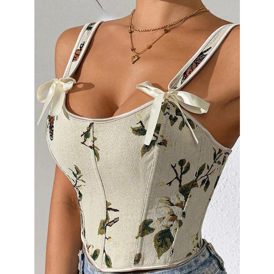 Floral Lace Up Back Tank Apparel and Accessories