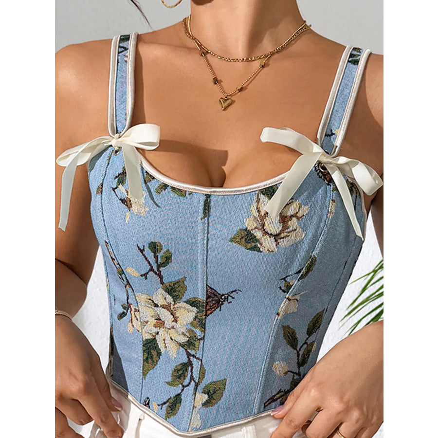 Floral Lace Up Back Tank Apparel and Accessories