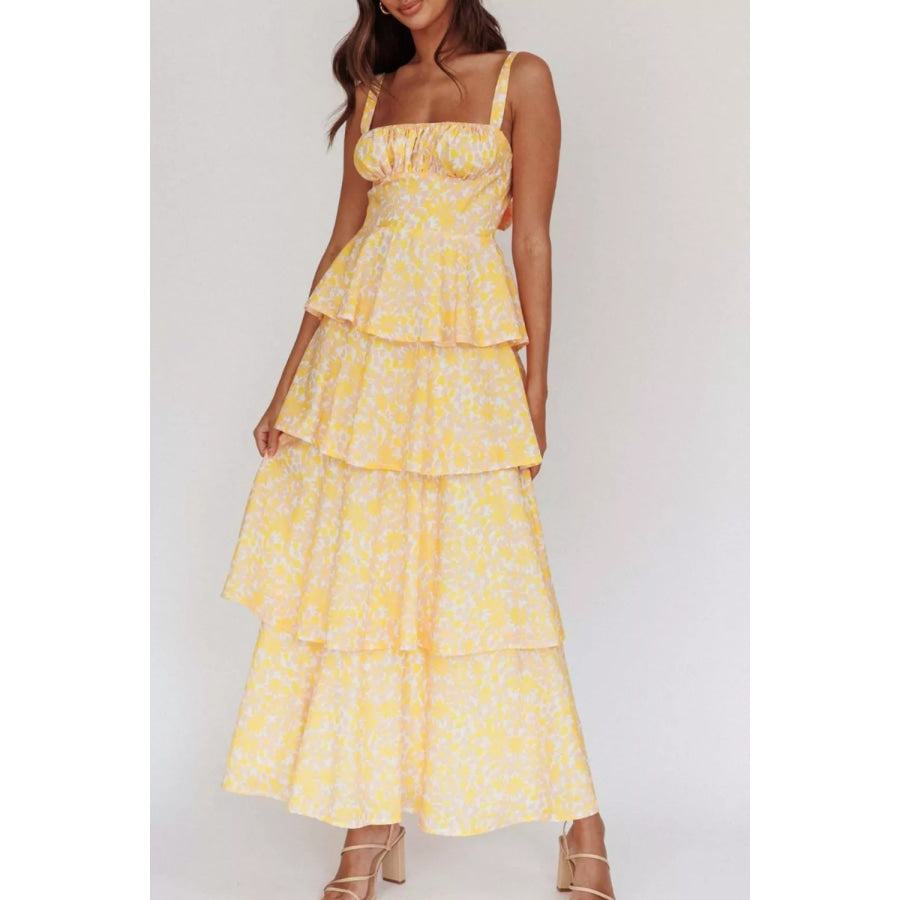 Floral Layered Maxi Dress Apparel and Accessories