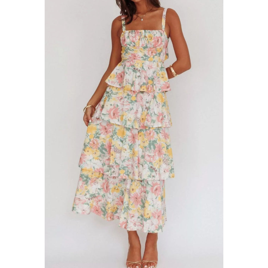 Floral Layered Maxi Dress Floral / S Apparel and Accessories