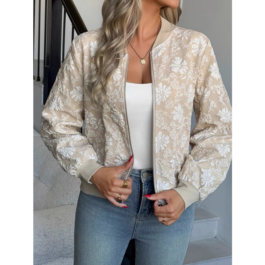 Floral Lightweight Zip Up Jacket Apparel and Accessories