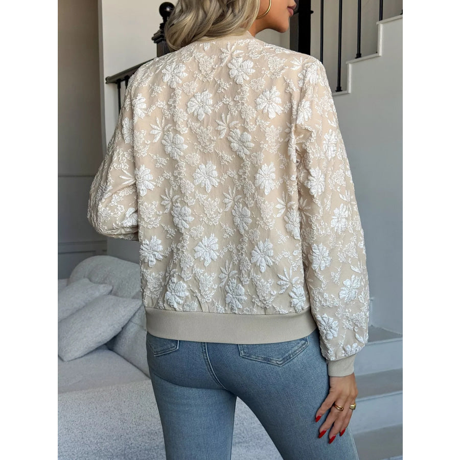 Floral Lightweight Zip Up Jacket Apparel and Accessories