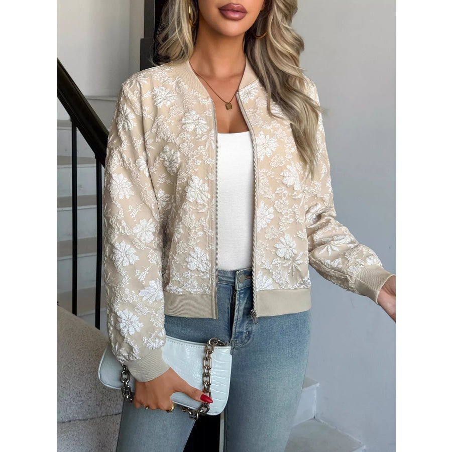 Floral Lightweight Zip Up Jacket Apparel and Accessories