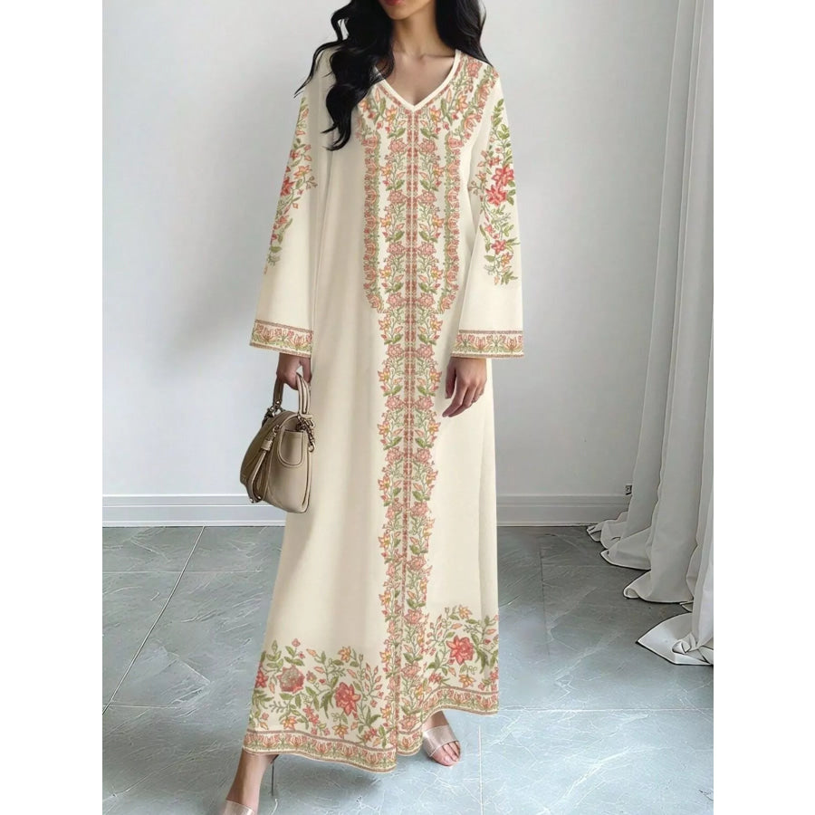 Floral Long Sleeve Maxi Dress Apparel and Accessories