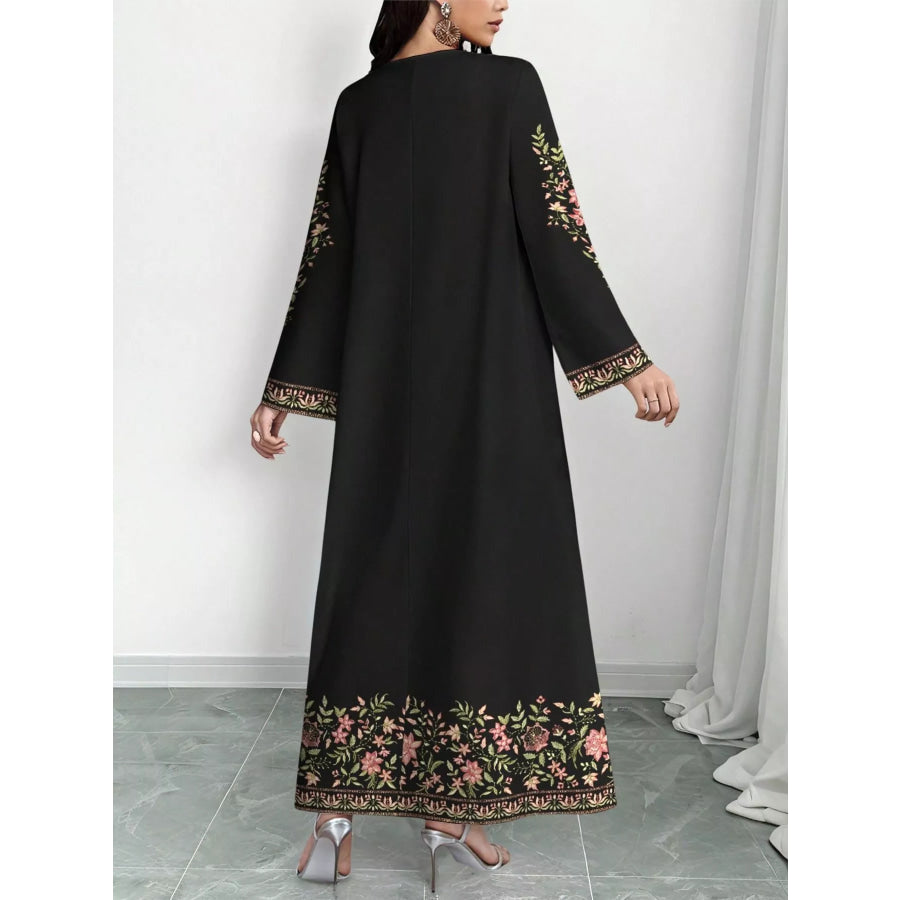 Floral Long Sleeve Maxi Dress Apparel and Accessories