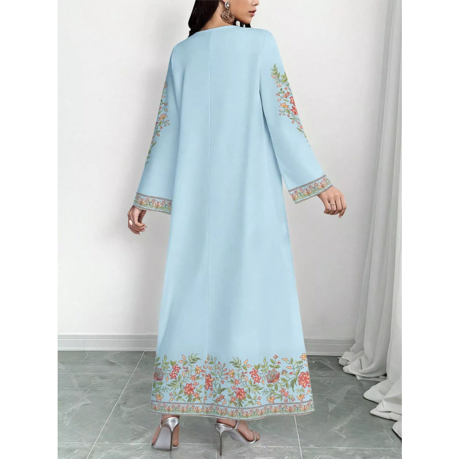 Floral Long Sleeve Maxi Dress Apparel and Accessories