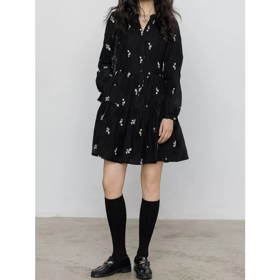 Floral Long Sleeve Mini Dress Apparel and Accessories