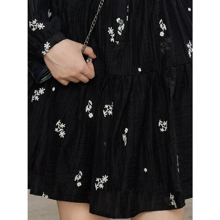 Floral Long Sleeve Mini Dress Apparel and Accessories