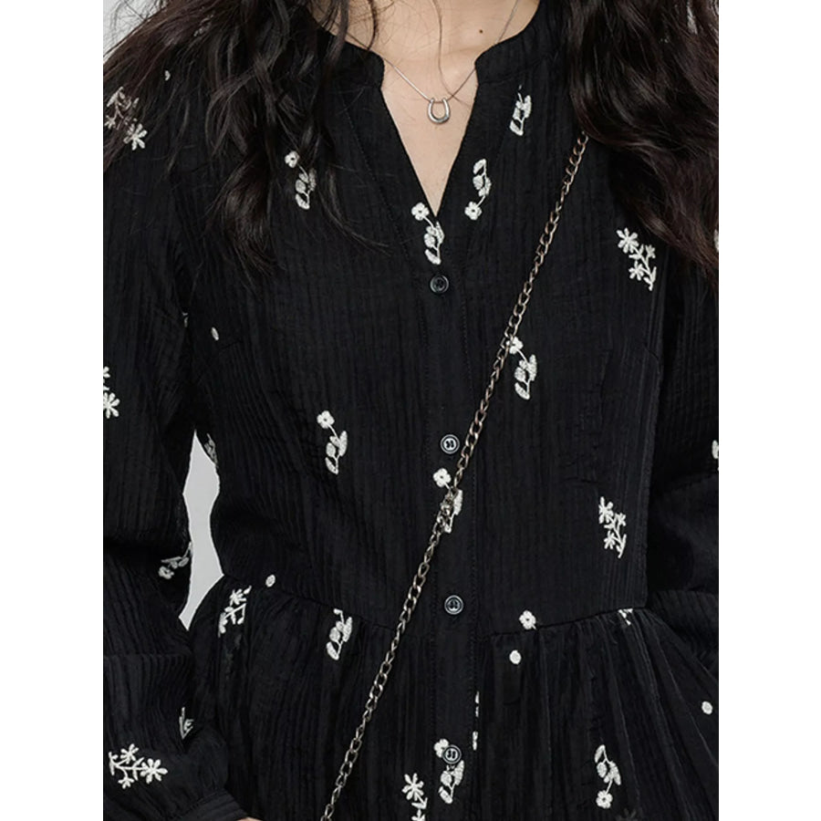 Floral Long Sleeve Mini Dress Apparel and Accessories