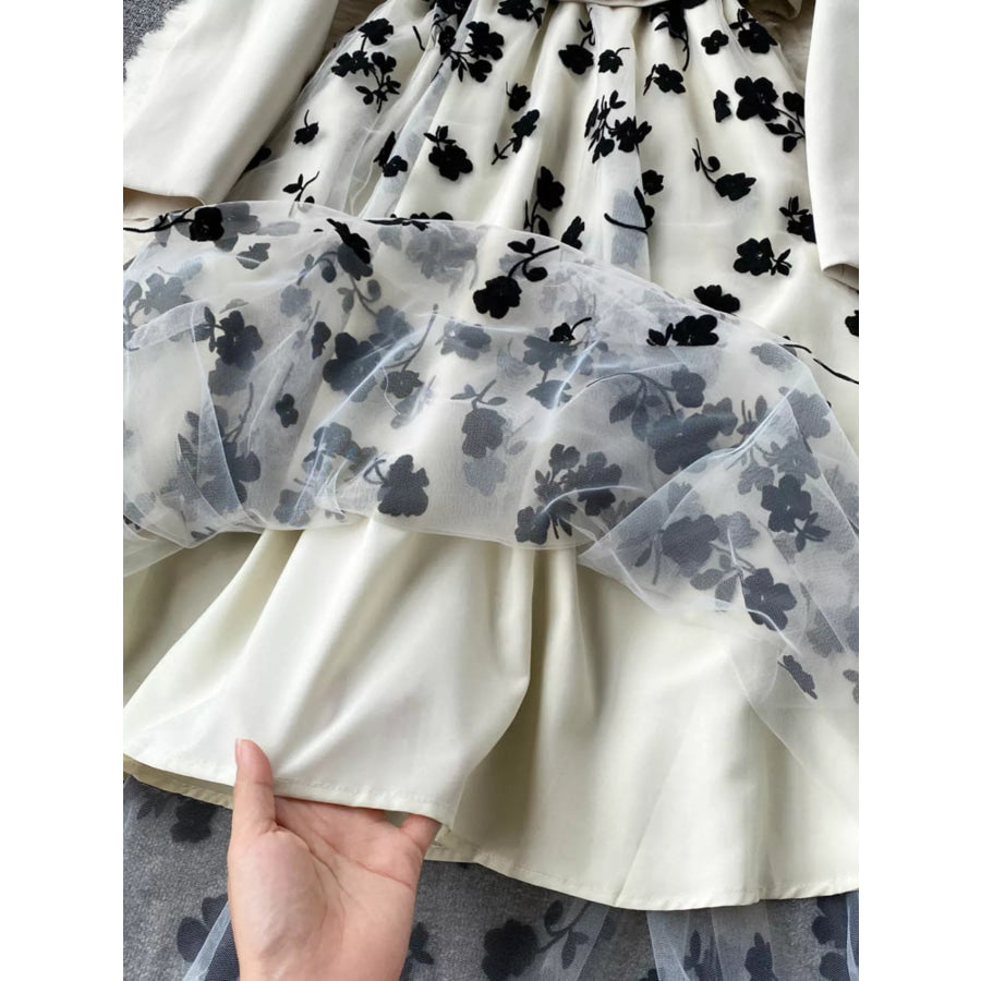 Floral Mesh Dress & Blazer Set Apparel and Accessories