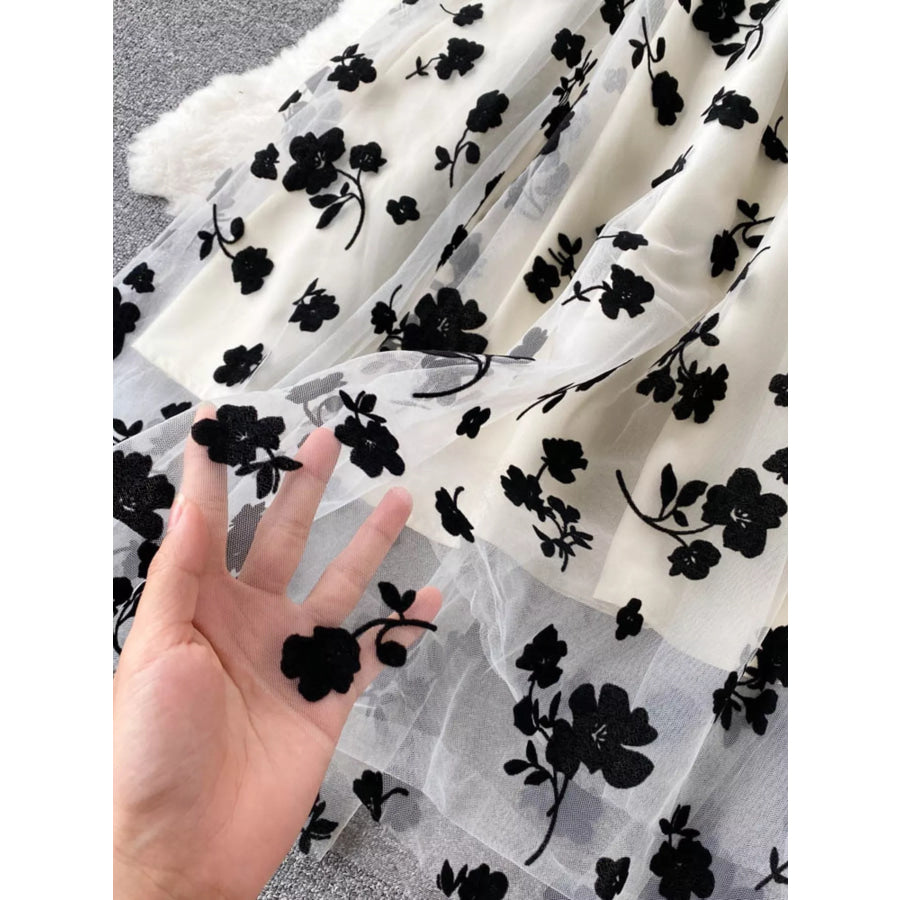 Floral Mesh Dress & Blazer Set Apparel and Accessories