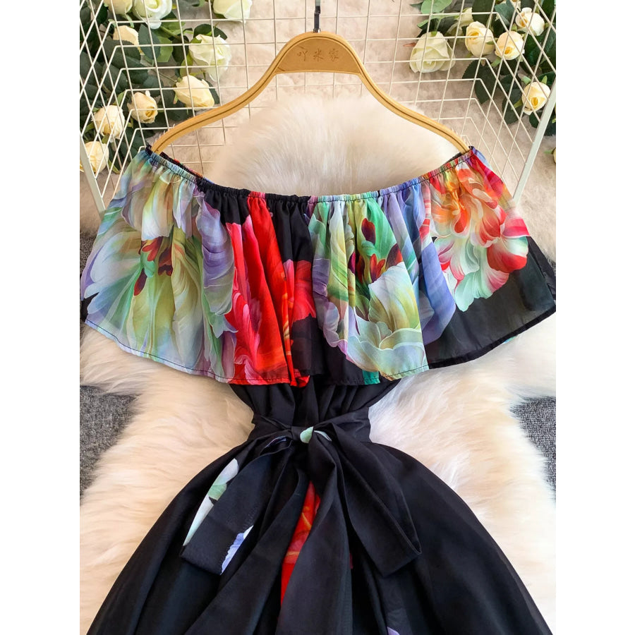 Floral Off-Shoulder A-Line Dress Apparel and Accessories