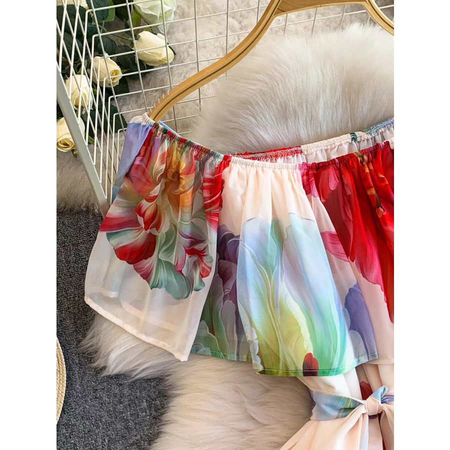 Floral Off-Shoulder A-Line Dress Apparel and Accessories