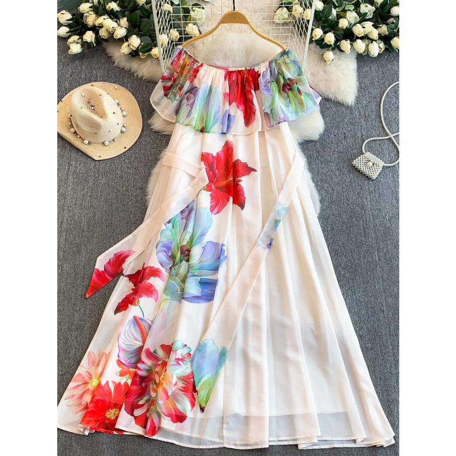 Floral Off-Shoulder A-Line Dress Apparel and Accessories