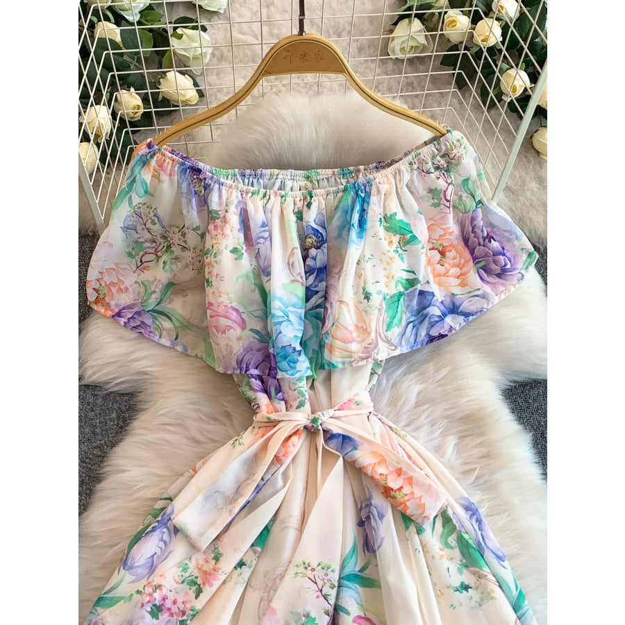 Floral Off-Shoulder A-Line Dress Apparel and Accessories