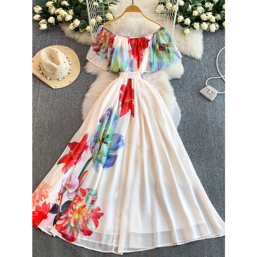 Floral Off-Shoulder A-Line Dress Apparel and Accessories