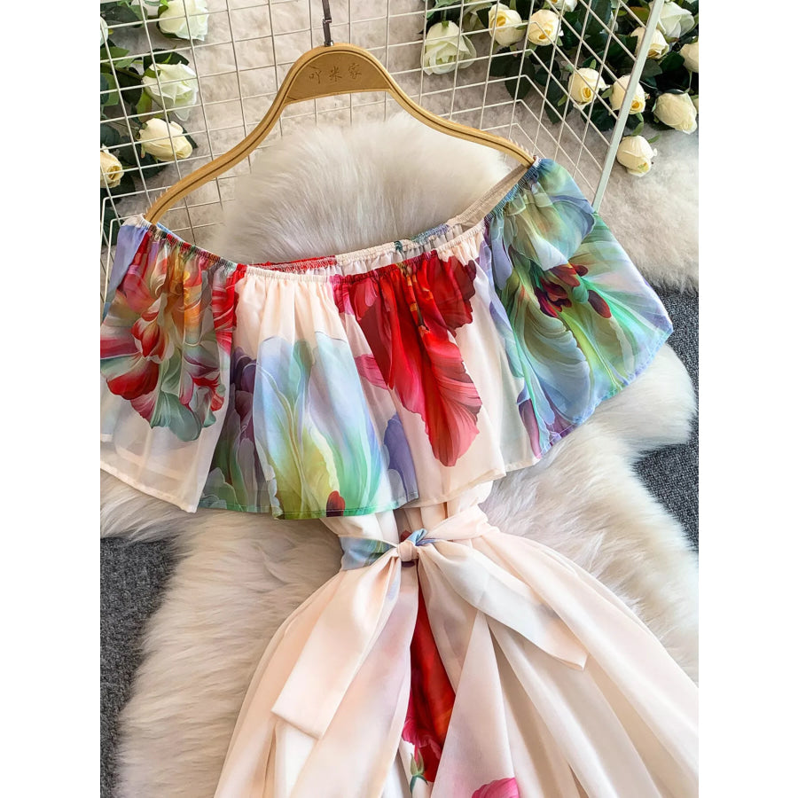 Floral Off-Shoulder A-Line Dress Apparel and Accessories
