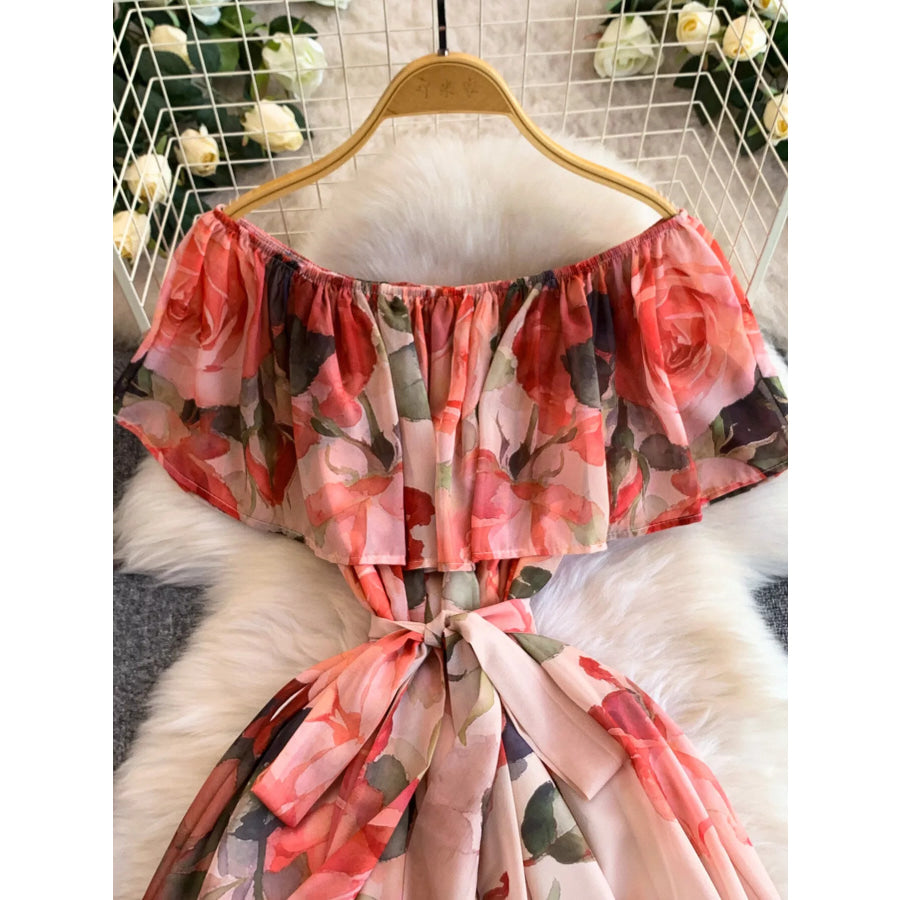 Floral Off-Shoulder A-Line Dress Apparel and Accessories