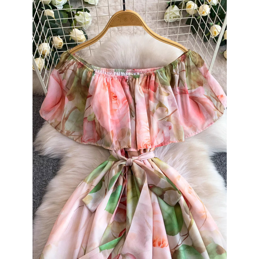Floral Off-Shoulder A-Line Dress Apparel and Accessories
