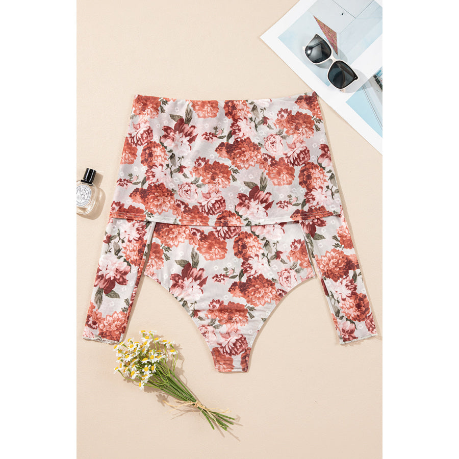 Floral Off-Shoulder Long Sleeve Bodysuit Apparel and Accessories