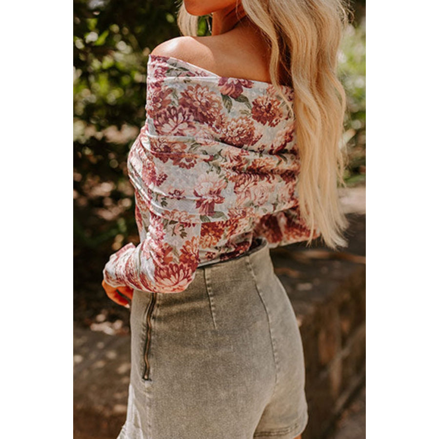 Floral Off-Shoulder Long Sleeve Bodysuit Apparel and Accessories