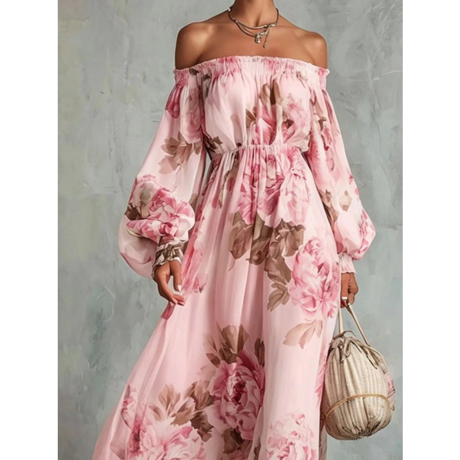Floral Off Shoulder Maxi Dress Apparel and Accessories