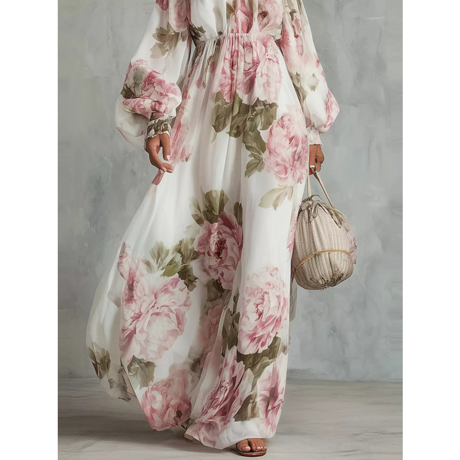 Floral Off Shoulder Maxi Dress Apparel and Accessories
