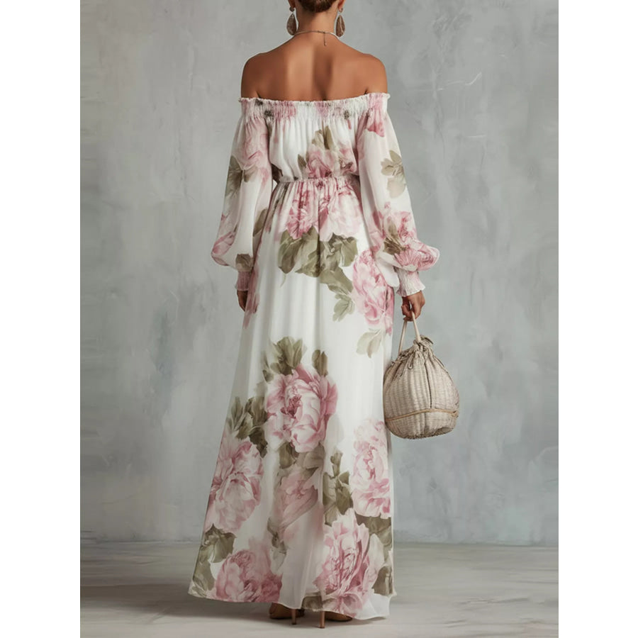 Floral Off Shoulder Maxi Dress Apparel and Accessories