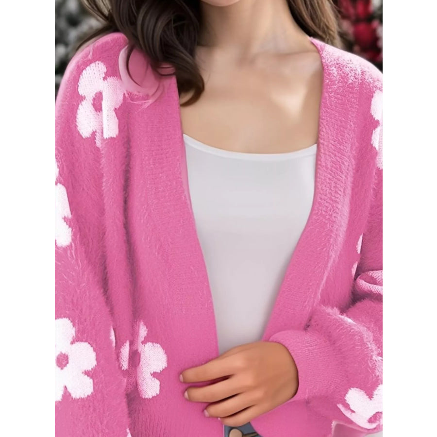 Floral Open Front Cardigan Apparel and Accessories