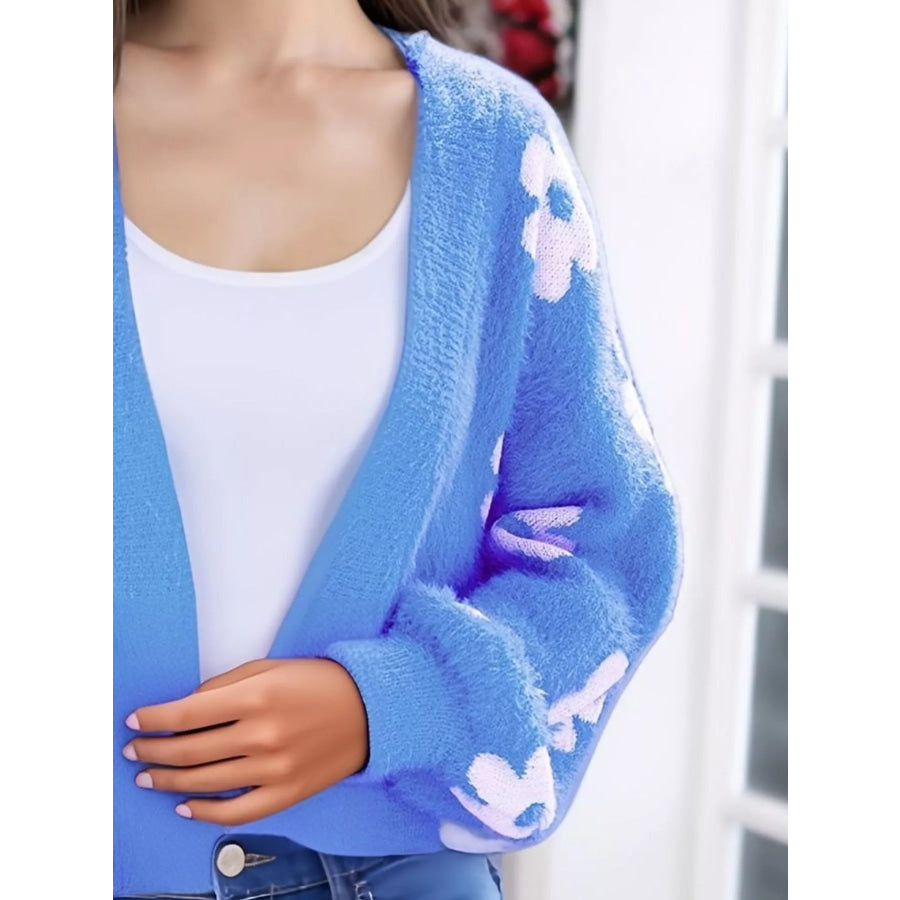 Floral Open Front Cardigan Apparel and Accessories