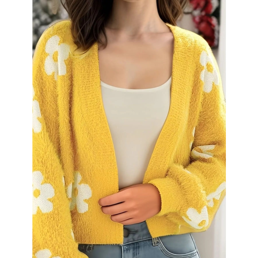 Floral Open Front Cardigan Apparel and Accessories