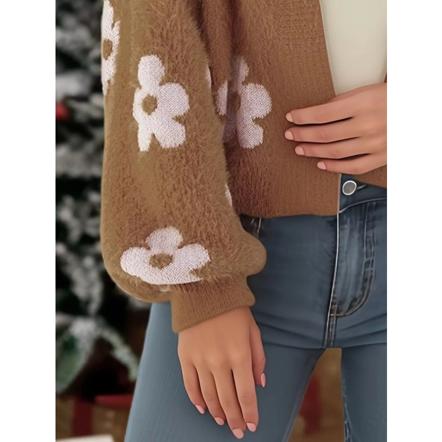 Floral Open Front Cardigan Apparel and Accessories
