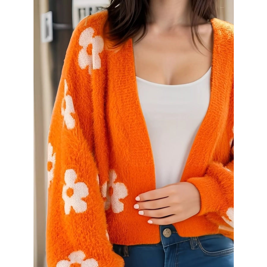Floral Open Front Cardigan Apparel and Accessories